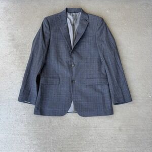 Spurr New York Men's Wool Blazer 40L Gray Check Sport Coat Jacket 2-Button